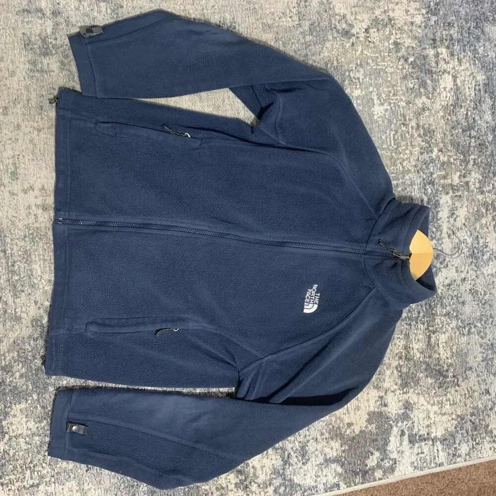 The North Face Mens Navy Blue Fleece Zippered Pockets Size Small